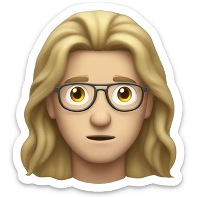 white dude long hair looking at clock sticker