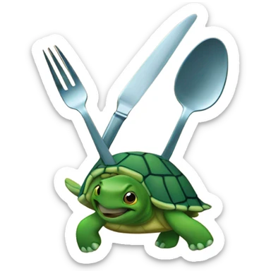 turtle holding a fork  sticker