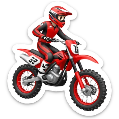 Moto cross noire et rouge avec des pneus lisses  sticker