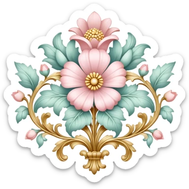 rococo regency flower sticker