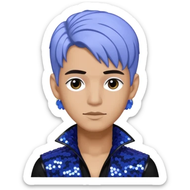 Rauw Alejandro, Puerto Rican Singer with periwinkle hair, black sequin outfit sticker
