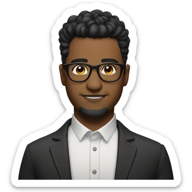 man with black taper fade hair, no beard and glasses sticker