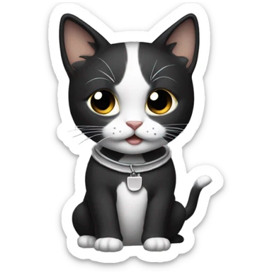 Gatito negro y blanco mostrando una garrita sticker