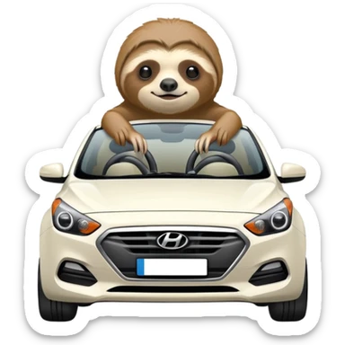 Sloth driving a white i30 Hyundai  sticker