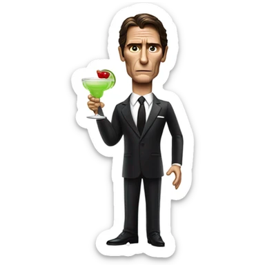 Patrick Bateman from american psycho holding a margarita glass sticker