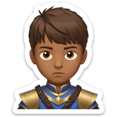 create a fringe haircut boy with a brown hair with hair little up more looking like warrior haircut sticker