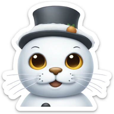 Snowman with a cat face  sticker