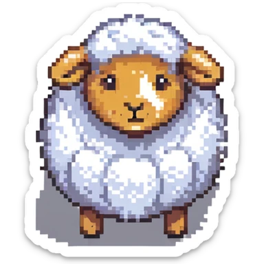 adorable round sheep with fluffy wool sticker