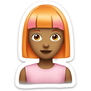 girl with orange straight hair and bangs wearing pink sticker