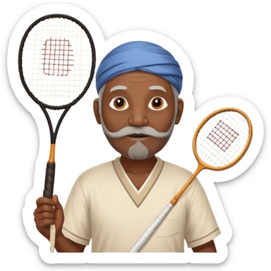 ancient guru india old black man with 1 badminton racket sticker