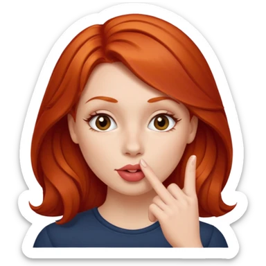 señora pelirroja con un dedo en la boca coqueto  sticker