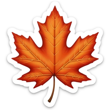 emoji, feuille d'érable couleur vermeille, deux yeux ronds noirs brillants sticker