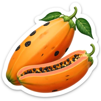 A beautiful papaya fruit is peeled and has black spots.It should be very ripe. sticker