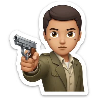 un personne qui tire avec un pistolet  sticker