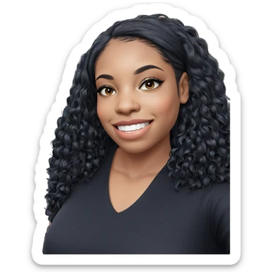 smiling girl with black hair sticker