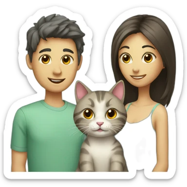 Cat with couple sticker