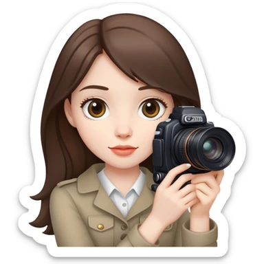 beautiful pale brunette girl with canon camera sticker