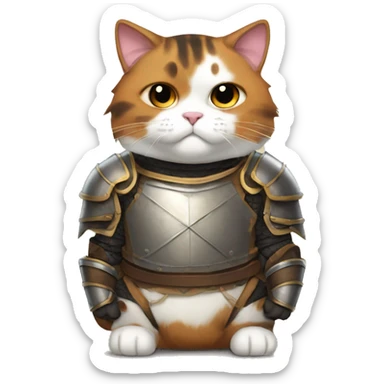 Fat calico cat with armor  sticker