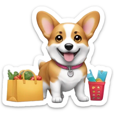 corgi dog with shopping sticker