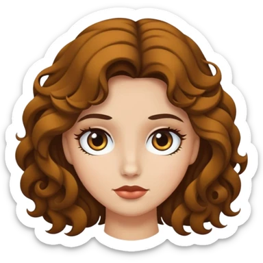 una chica blanca, de pelo oscuro y ojos oscuro, pelo ondulado rizado  sticker