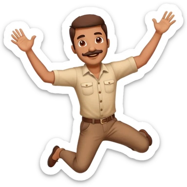  Indian Man with mustache and beard Jumping with joy with 2 arms and 2 legs  sticker