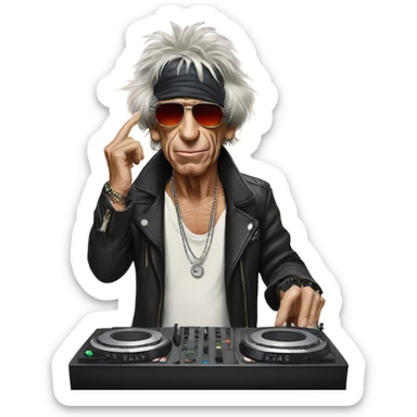 Keith Richards playing DJ sticker
