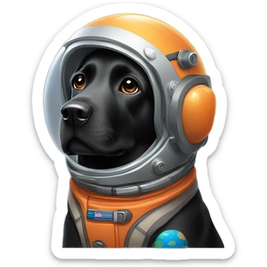 black Labrador in Mars spacesuit sticker