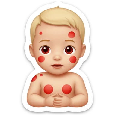 bebe com bolinhas vermelhas pequenas pelo corpo  sticker