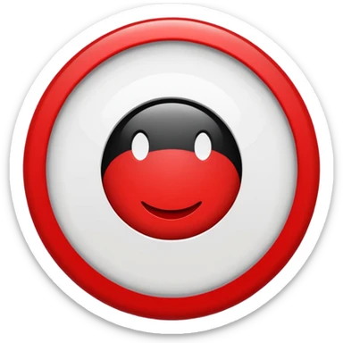 Red circle with a white circle inside and inside the white circle is a black circle like an evil eye nazar sticker