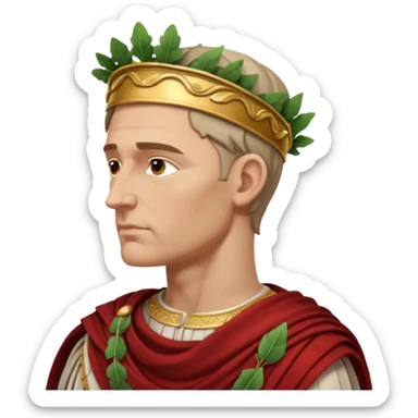 Julius Caesar emoji, side profile, laurel wreath, Roman attire sticker