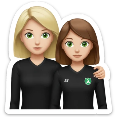 Maman cheveux marrons chemise noir et fille cheveux blond yeux verts tricot sport  sticker