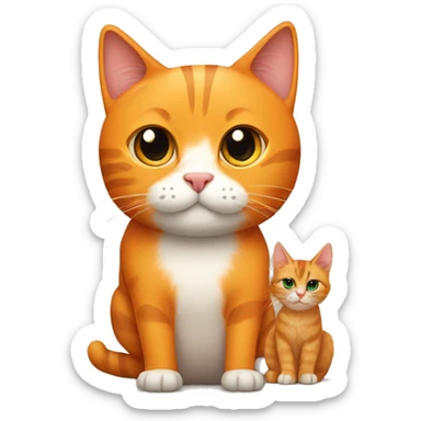 Big orange cat AND small tricolour kitty sticker
