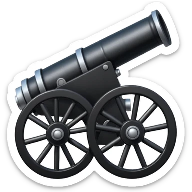 A black shiny cannon at a 3/4 degree sticker