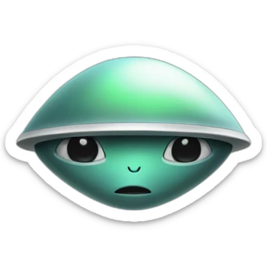 alien with head outside ufo sticker