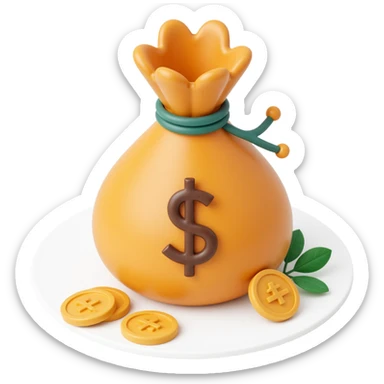 3d skeumorphic money bag sticker