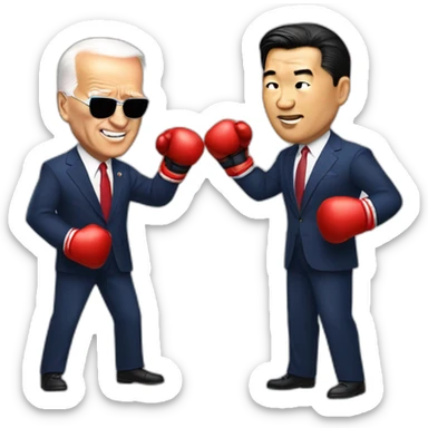 President Xi Jin Ping and Joe Biden boxing sticker