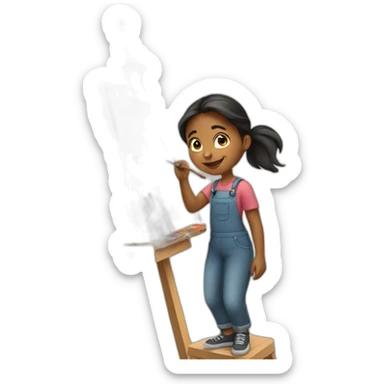 Girl doing paintings sticker
