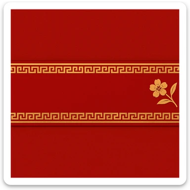 eastern style plaque for post signature, ultra long horizontal rectangle 1200x100px, only red and gold colors, with traditional Chinese pattern, minimal peach blossom accent, no text sticker