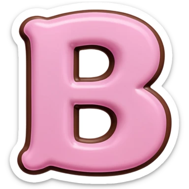 “Single pink bubble letter B, white outline, bottom dipped in chocolate with pink frosting drizzle, kawaii style, glossy, soft shading, clean outline, transparent background, Discord emoji size” sticker
