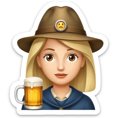 Erstelle das WhatsApp Emoji "zwinkerndes Gesicht" mit Bierkrug und Hut sticker