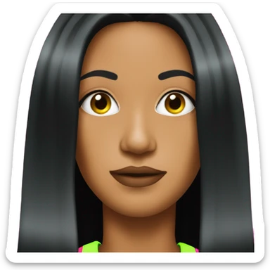 Tanned woman with long black hair, dressed in y2k  hair, makeup, and neon velvet tracksuit attire sticker