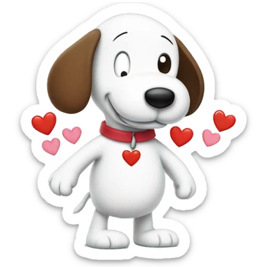 snoopy with hearts sticker