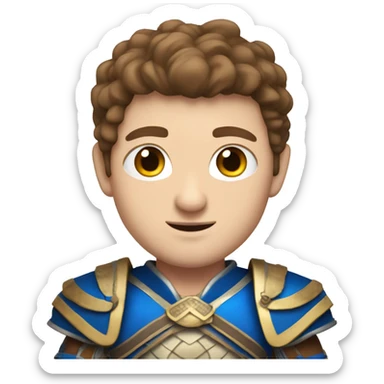 British white male with brown hair and blue eyes wearing a Mongolian warrior outfit sticker