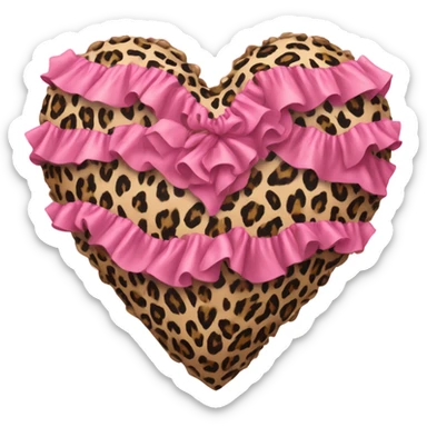 Leopard print heart with pink ruffles sticker