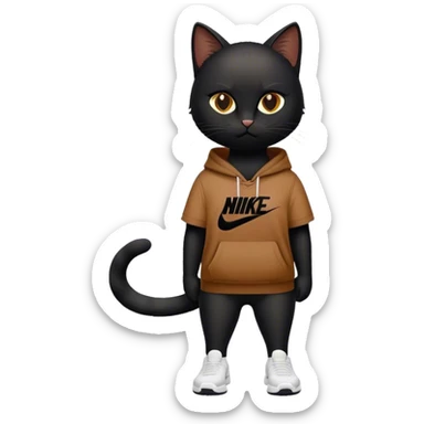 Un chat noir avec des habits nike sticker