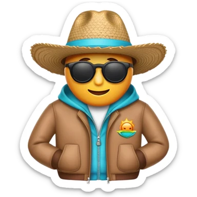 emoji con lentes de sol y sombrero y chaqueta  sticker