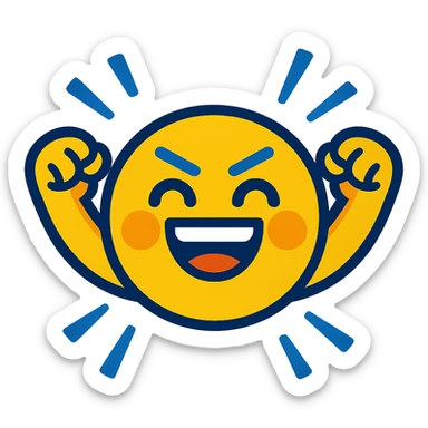 vibrant toon style motivational emoji, energetic and simple sticker