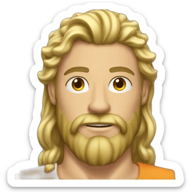a muscular blond man with long beard sticker