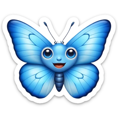 Cinematic Realistic Comical Blue Butterfly Portrait Emoji, Head tilted dramatically with an exaggeratedly amused expression, featuring striking, vividly detailed sapphire wings with playful, intricate patterns and wide, expressive eyes brimming with humorous disbelief, rendered with lifelike clarity and vibrant natural hues, high shine, dramatic yet playful, styled with an air of cheeky floral mischief, soft glowing outline, capturing the essence of a spirited and over‐the‐top blue butterfly that looks ready to flutter its way into viral fame! sticker
