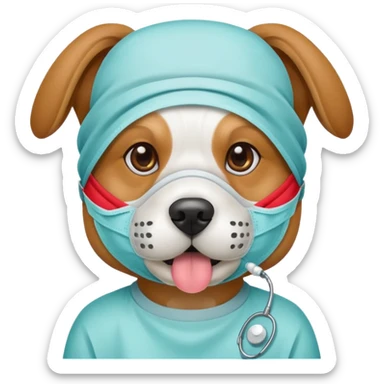 dog Wearing Medical Mask sticker